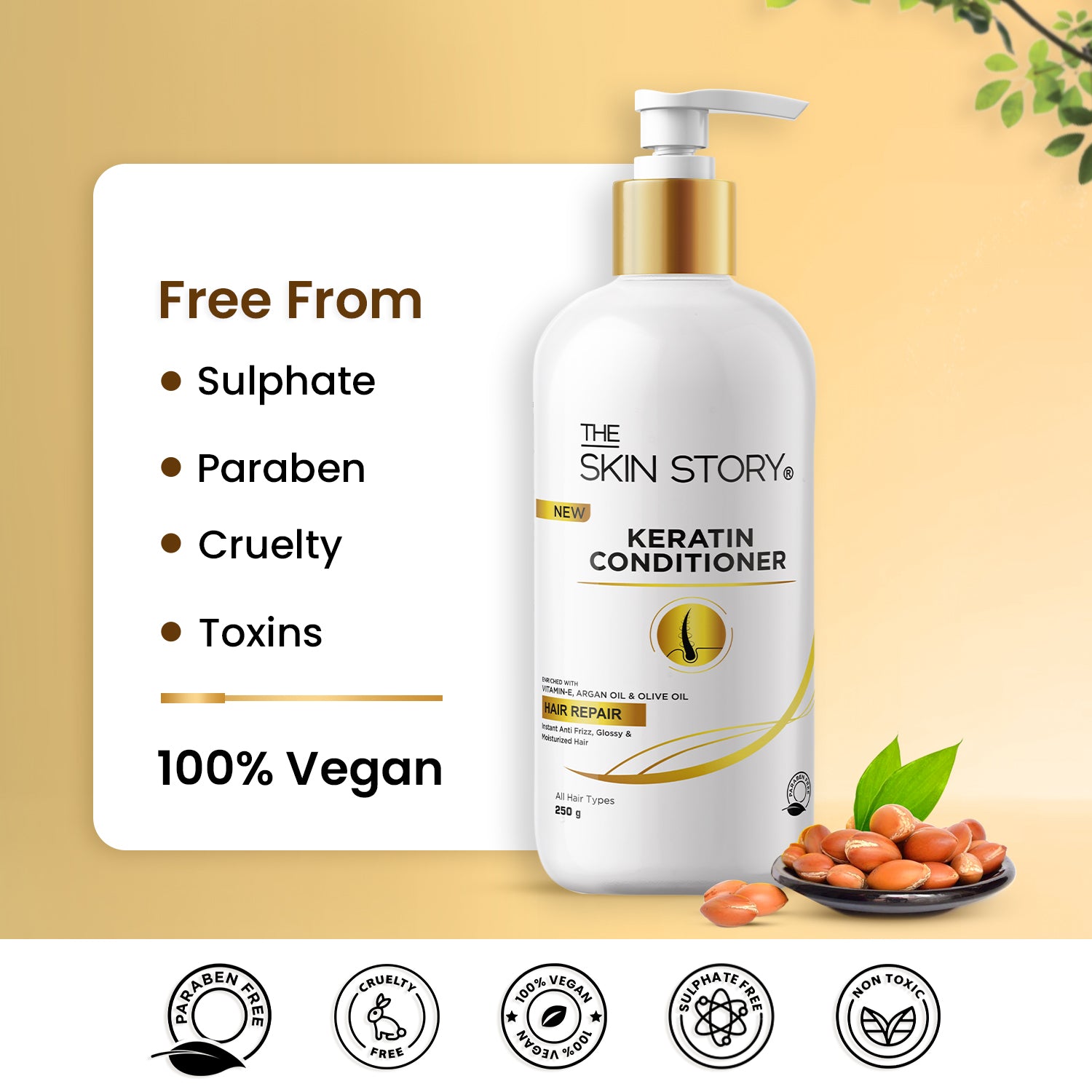 Keratin Smooth Conditioner | Soft &amp; Silky Hair | All Hair Types | Split End &amp; Damage Repair | 250g