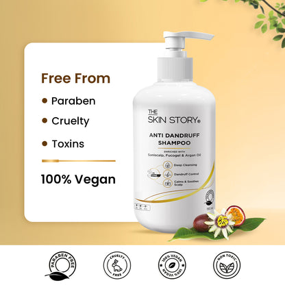 The Skin Story Dandruff Control Shampoo | Reduces Flaky Scalp &amp; Soothes | With Saniscalp &amp; Argan Oil | 190ml