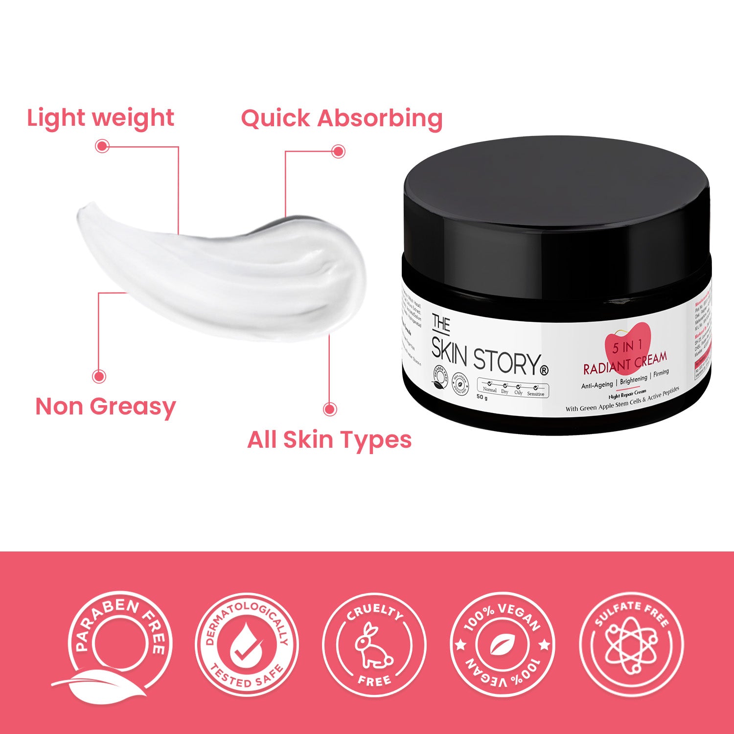 5 in 1 Radiant Day Cream | Anti-Aging &amp; Hydrating | Green Apple Stem Cells | 50g