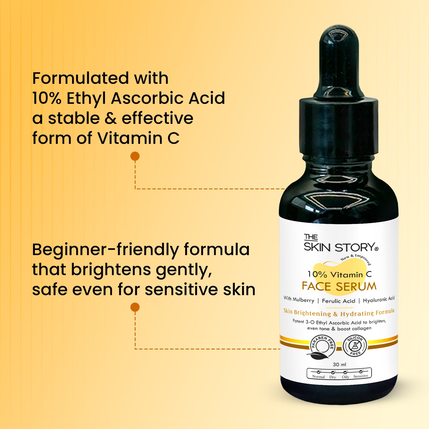 10% Vitamin C Face Serum | Brightens, Evens Skin Tone &amp; Reduces Dark Spots | Stable Glow Formula | 30ml