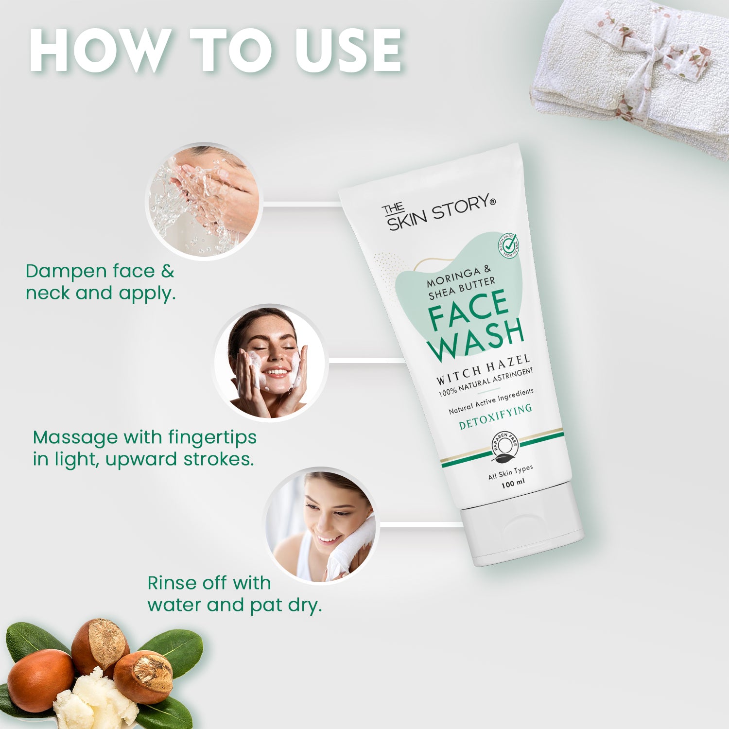 Pore Cleansing Facewash | Non-Drying &amp; Moisturising | All Skin Types | Moringa &amp; Shea Butter | 100ml