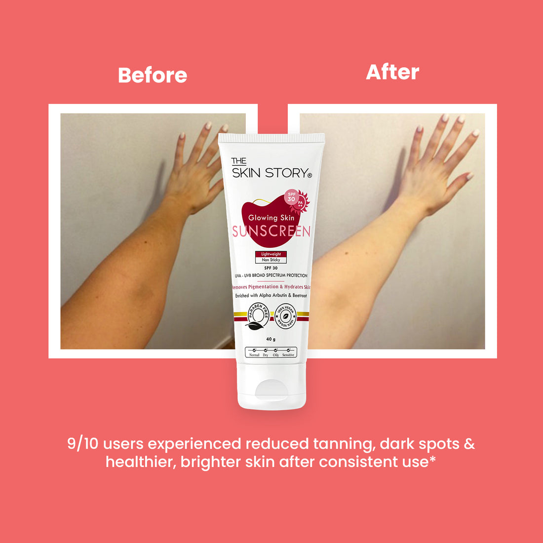 Glowing Skin Sunscreen SPF 30 PA++ | Brightens &amp; Protects | Beetroot &amp; Alpha Arbutin | 40g