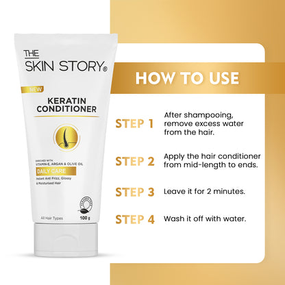 Keratin Conditioner | For Soft &amp; Silky Hair | Anti Frizz for All Hair Types | Split Ends &amp; Damage Repair | 100g