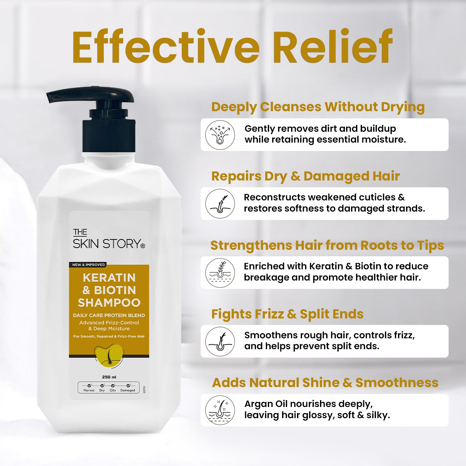 Keratin &amp; Biotin Shampoo, 250ml
