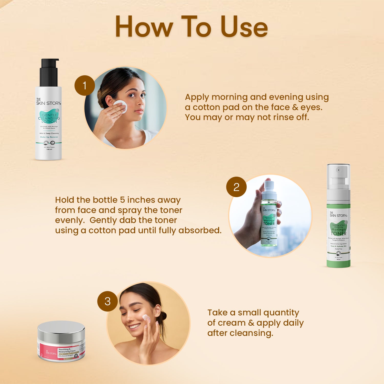 The Skin Story Classic Care Collection (CTM) (The Skin Story Gentle Cleansing Lotion, 100ml The Skin Story Moringa Toner, 100ml The Skin Story Nourishing &amp; Moisturising Cream, 50g)