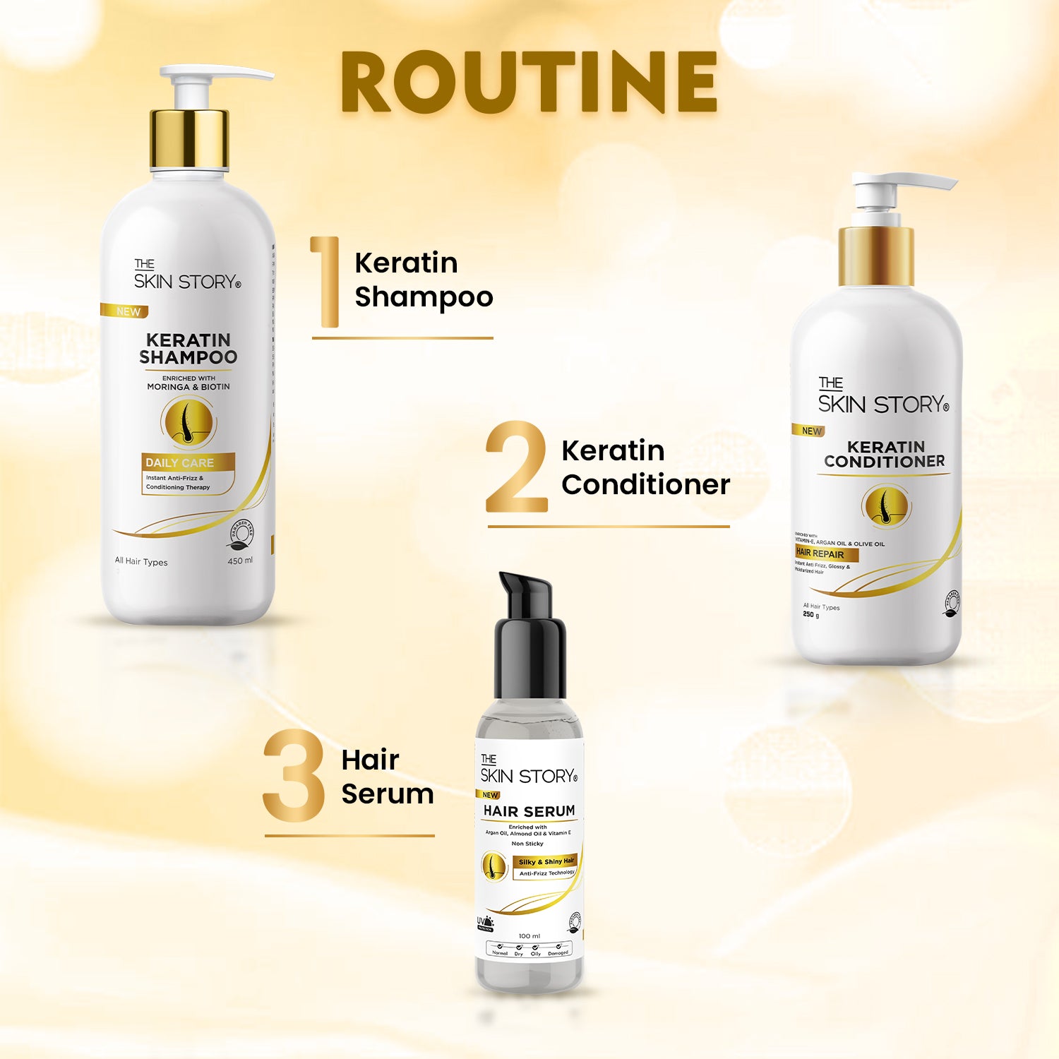 Keratin &amp; Biotin Shampoo | Soft &amp; Frizz Free Hair | Daily Care &amp; Anti-Hairfall | All Hair Types | 450ml