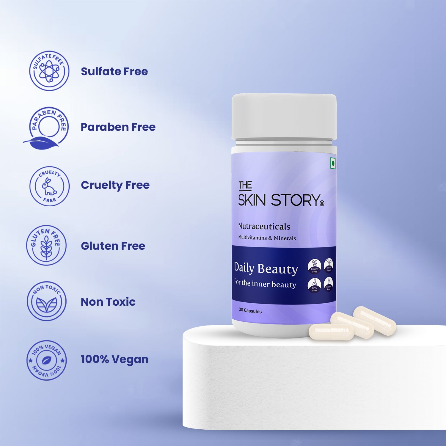 The Skin Story Daily Beauty | Multivitamin Tablets for Men &amp; Women with Essential Vitamins | 30 capsules