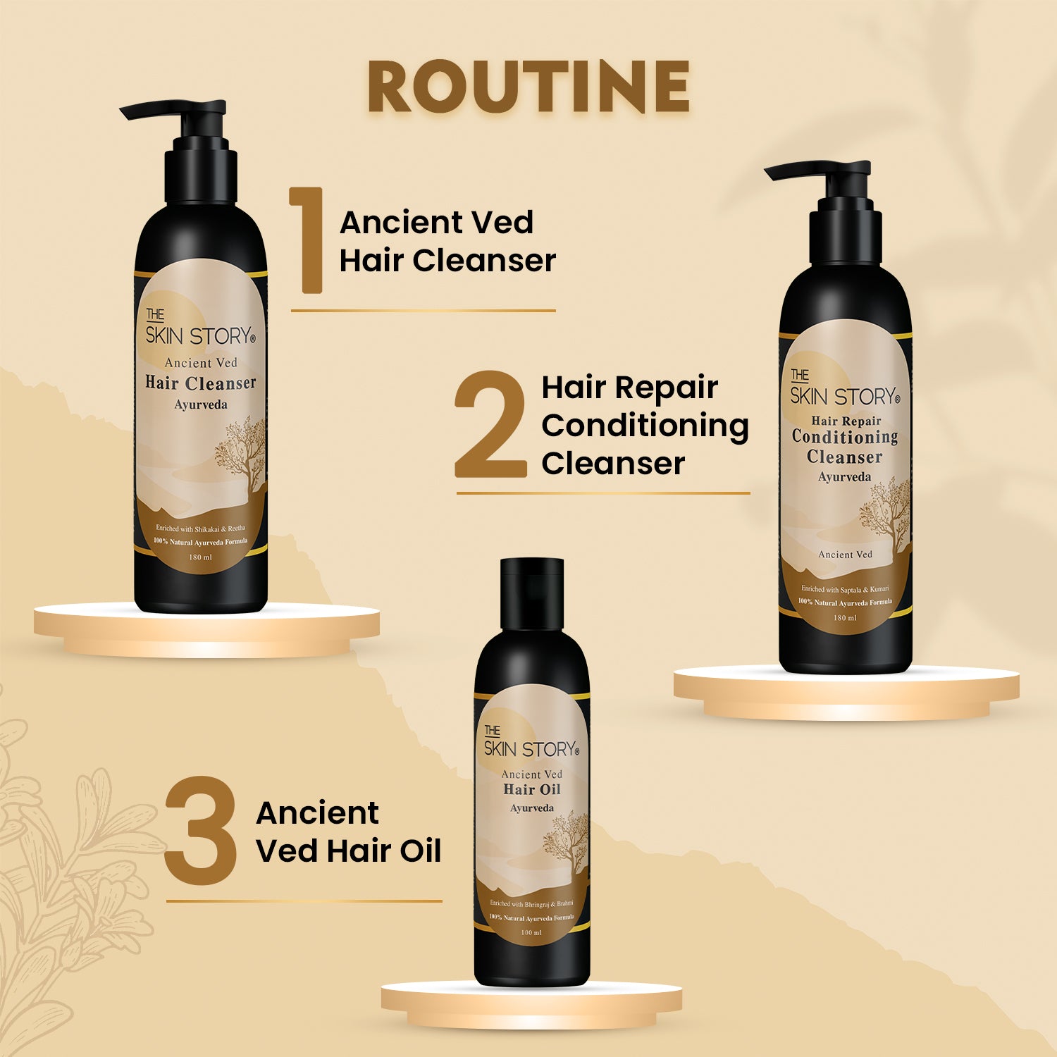 The Skin Story Ancient Ved Hair Cleanser | Ayurvedic Hair Cleanser | Amla, Brahmi &amp; Bhringraj | 180 ml