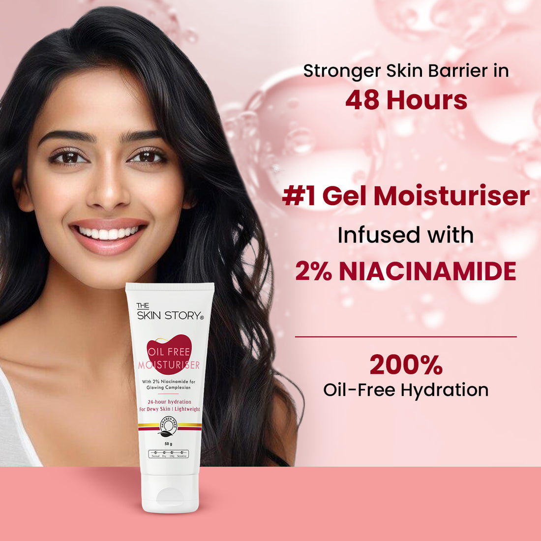 2% Niacinamide Oil Free Moisturiser | Glowing Complexion 24 hour hydration for plump dewy skin | 50g