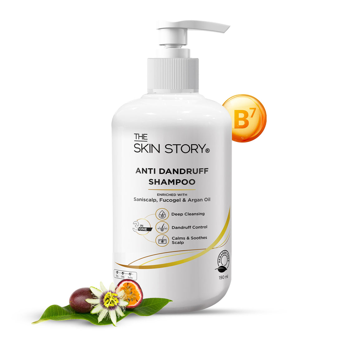 The Skin Story Dandruff Control Shampoo | Reduces Flaky Scalp &amp; Soothes | With Saniscalp &amp; Argan Oil | 190ml