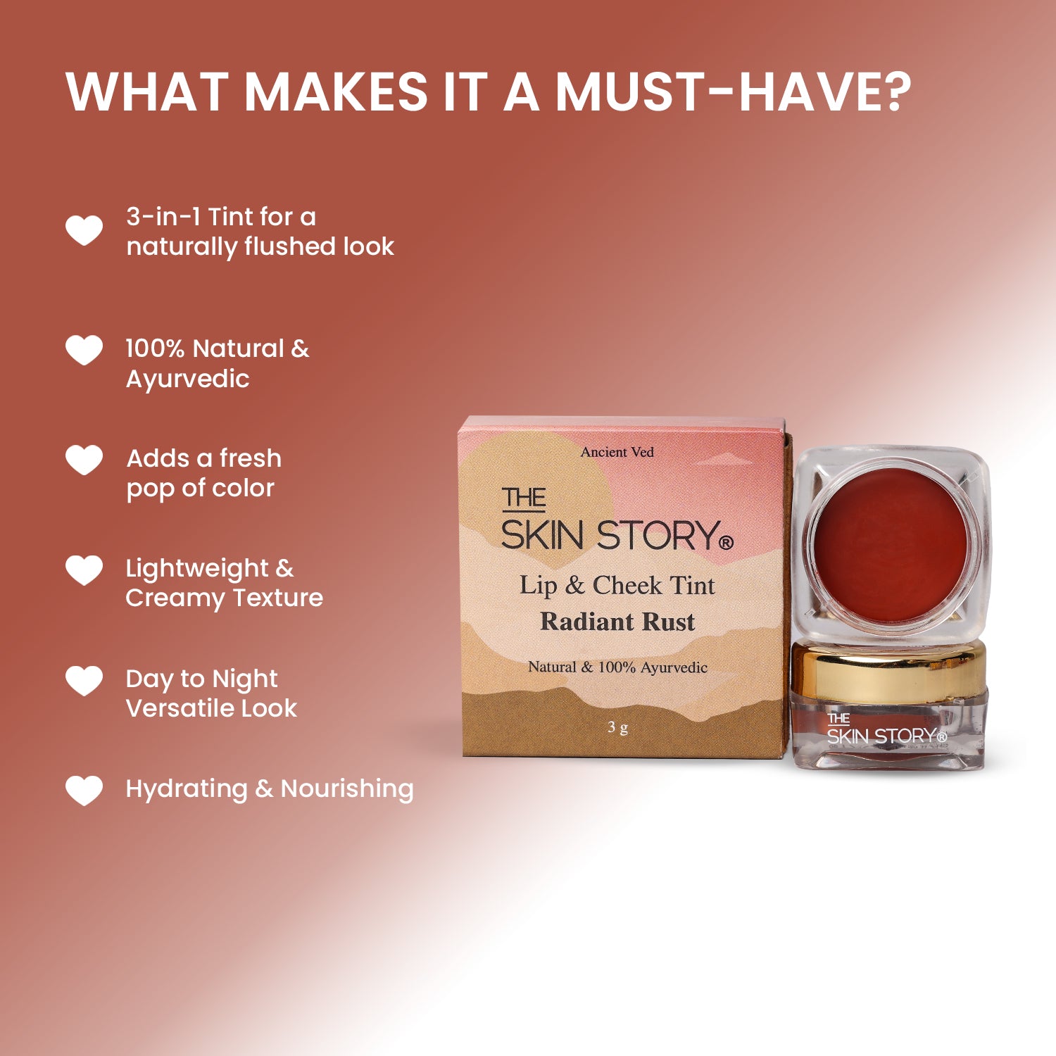 The Skin Story Lip &amp; Cheek Tint Radiant Rust, 3g