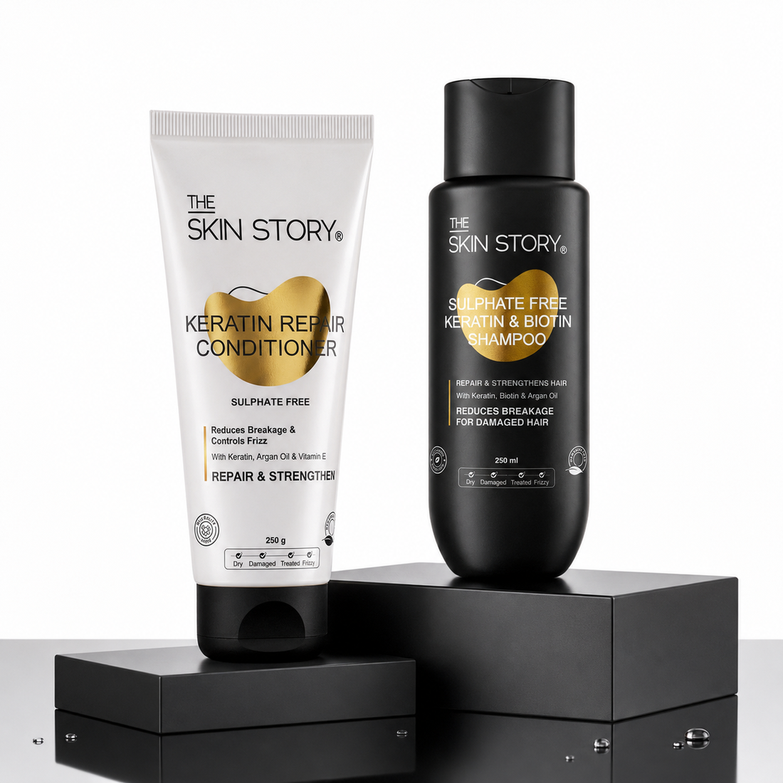 Sulphate Free Keratin &amp; Biotin Shampoo + Conditioner - Damage Repair Combo (250ml + 250g)