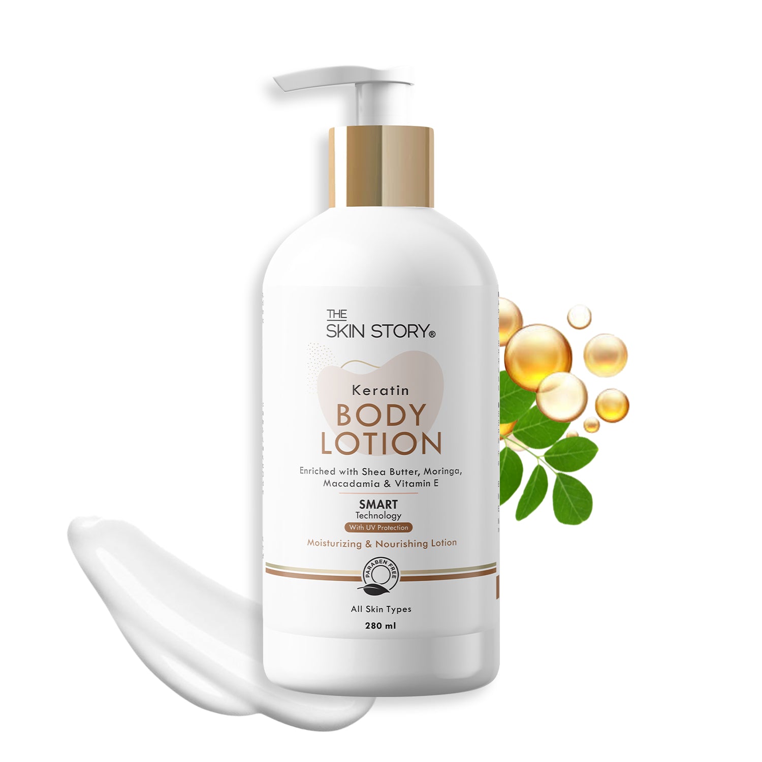 Deep Moisturising Body Lotion | Soft &amp; Supple Skin | All Skin Types | Moringa &amp; Keratin | 280ml