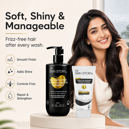 Monsoon Frizz Control Kit - Sulphate Free Keratin Shampoo (450ml) + FREE Keratin Repair Conditioner (100g)