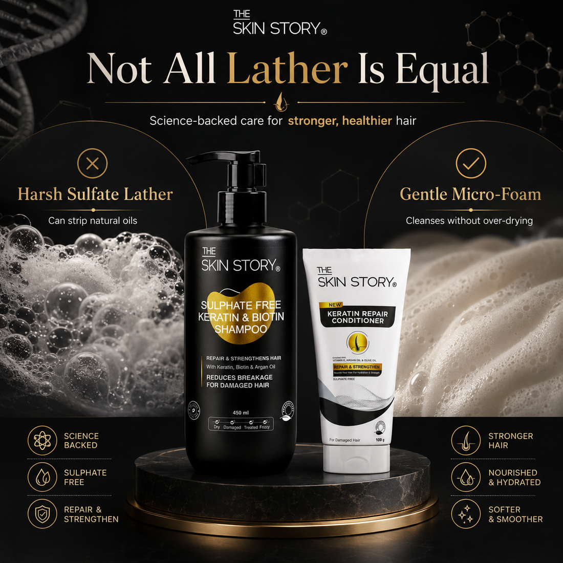 Damage Repair Combo - Sulphate Free Keratin Shampoo (450ml) + FREE Keratin Repair Conditioner (100g)
