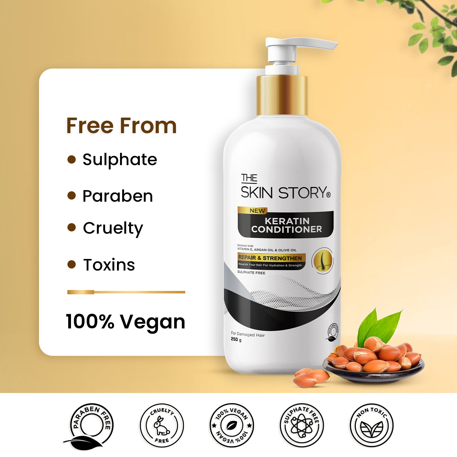 Keratin Smooth Conditioner | Sulphate Free | Soft &amp; Silky Hair | For Dry Hair | Split End &amp; Damage Repair | 250g