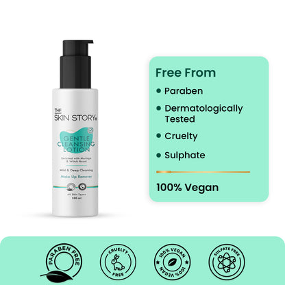 Gentle Cleansing Lotion | Intense Moisturisiation | Makeup Remover | Moringa &amp; Shea Butter | All Skin Types | 100ml