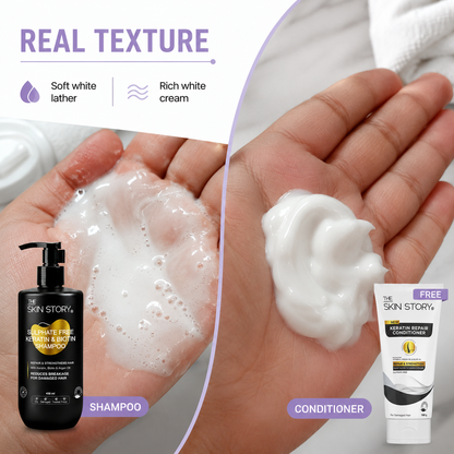 Hair Fall Control Combo - Sulphate Free Keratin Shampoo (450ml) + FREE Keratin Repair Conditioner (100g)