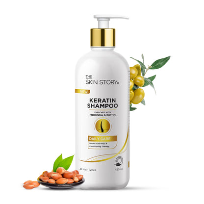 Keratin &amp; Biotin Shampoo | Soft &amp; Frizz Free Hair | Daily Care &amp; Anti-Hairfall | All Hair Types | 450ml