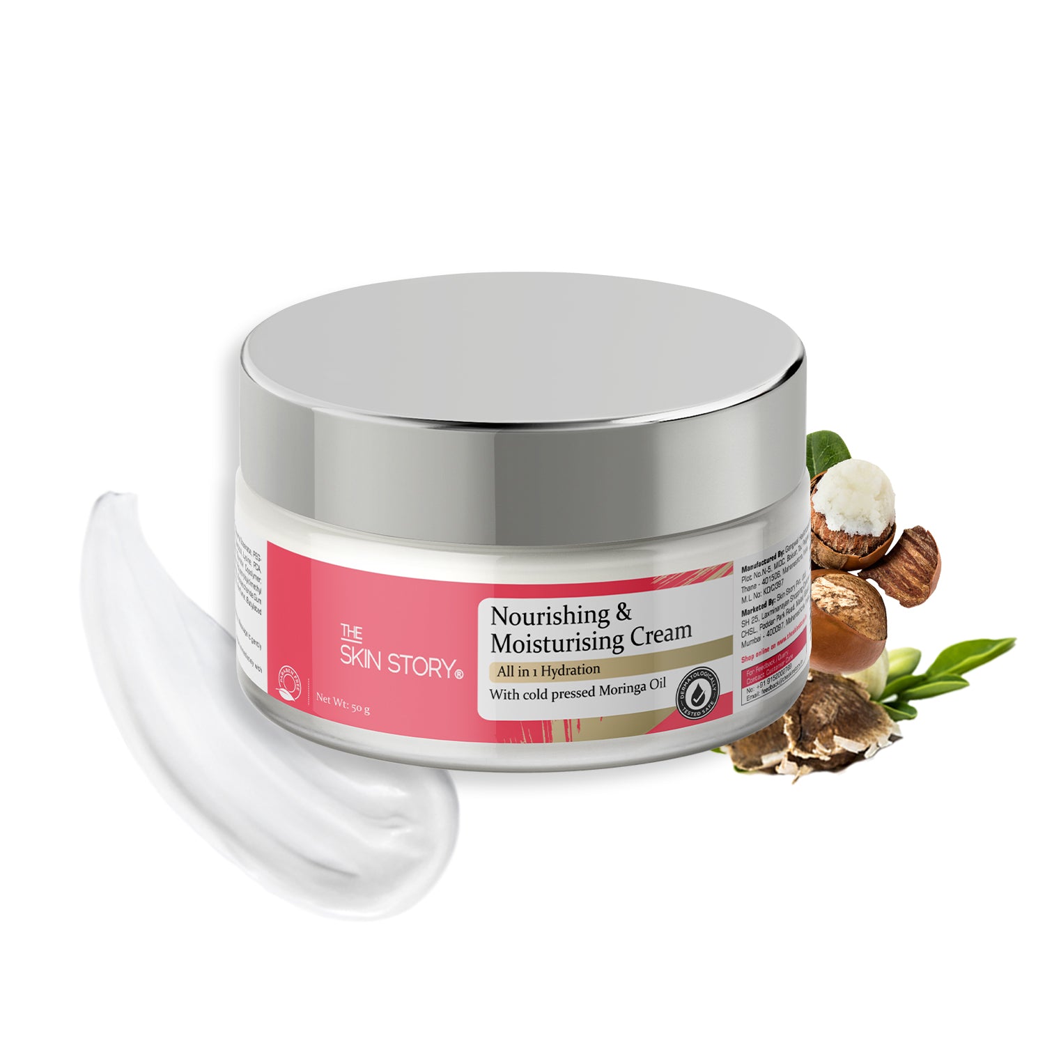 Moisturising Cream | Intense Hydration | Non Oily | All Skin Types | Moringa, Wheat Protein, Amino Acids | 50g