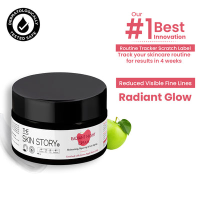Radiant Night Cream | Fights Fine Lines &amp; Wrinkles | Green Apple Stem Cells | 45g