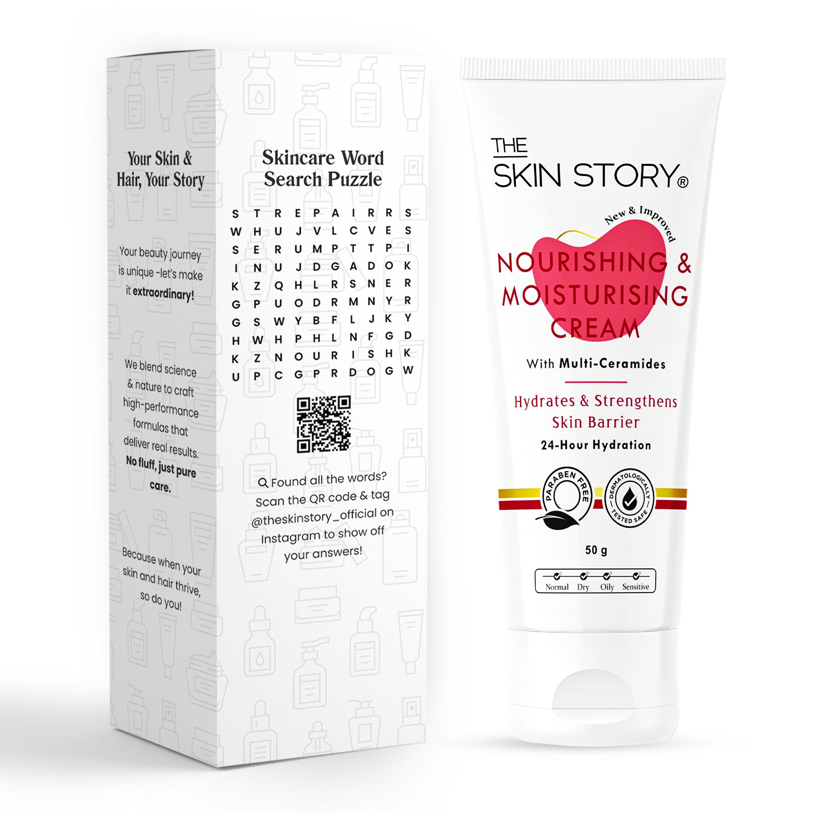 Nourishing &amp; Moisturising Cream with Ceramide | 24-Hour Hydration Barrier Repair| Ceramide, Moringa Oil, Wheat Germ Oil &amp; Protein| 50g