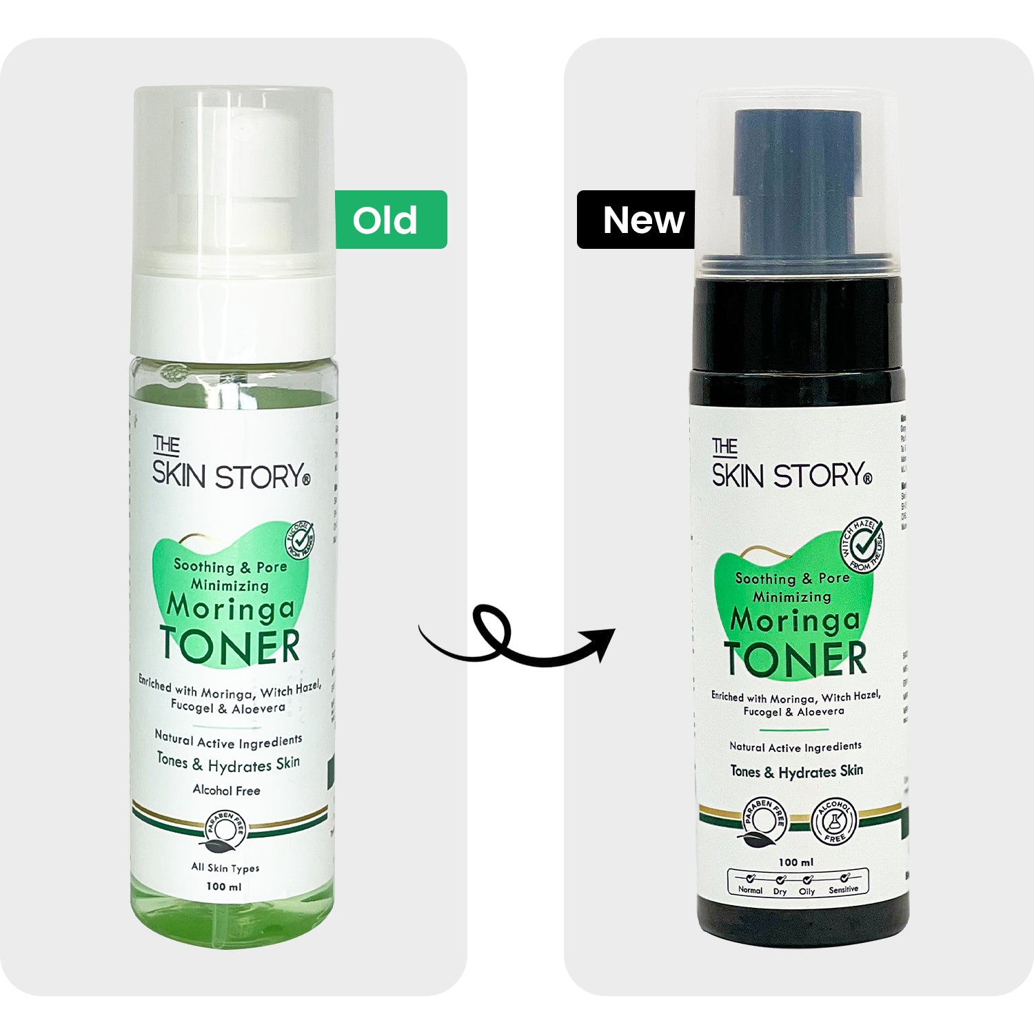 Face Toner Soothing &amp; Pore Minimising Hydrates Skin Moringa Witch Hazel 100ml