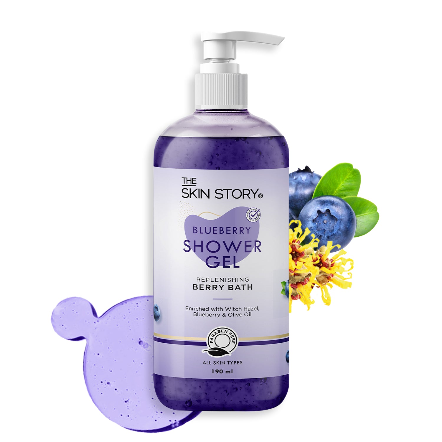 Refreshing Shower Gel | All Skin Types | Infused with Blueberry &amp; Shea Butter | 190ml