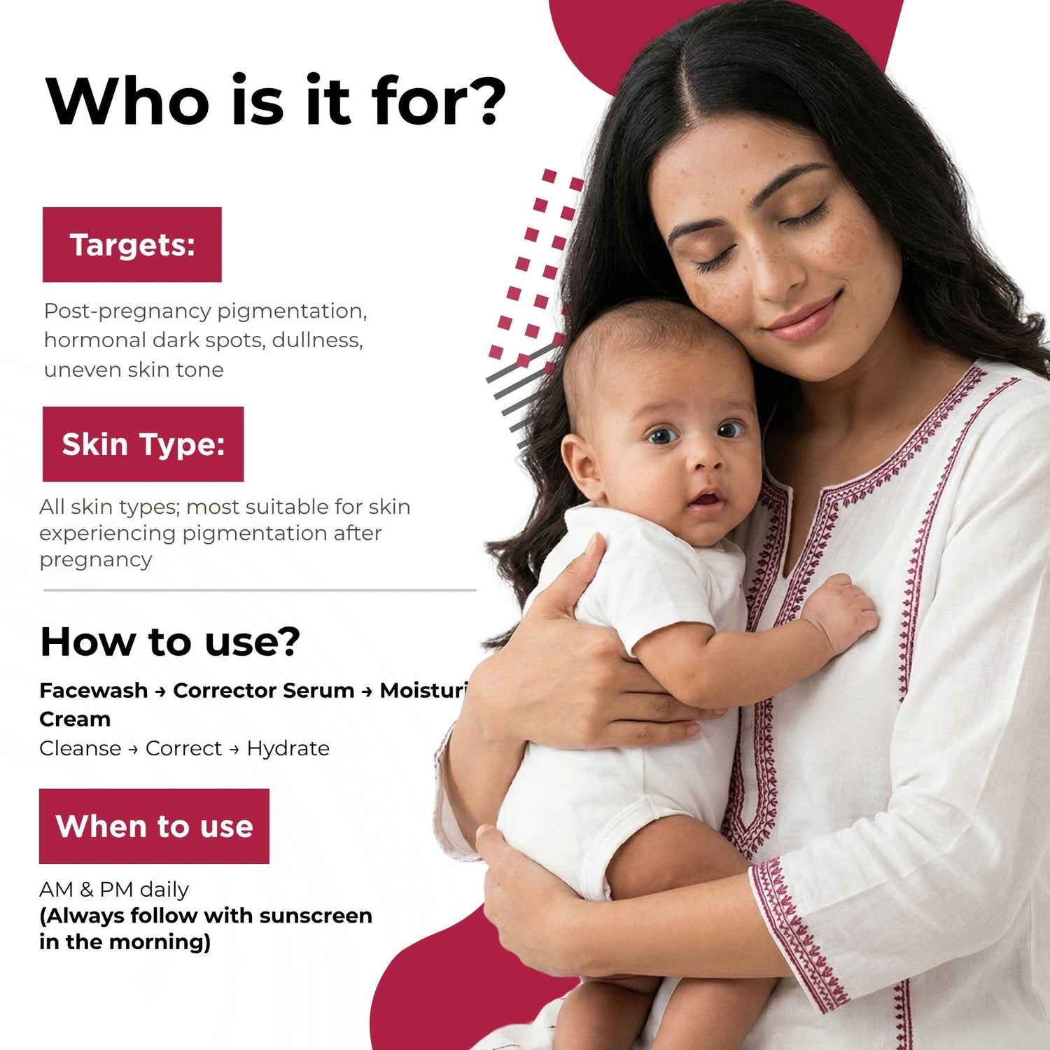 Post Pregnancy 3 steps-Facewash+Serum+Moisturising Cream