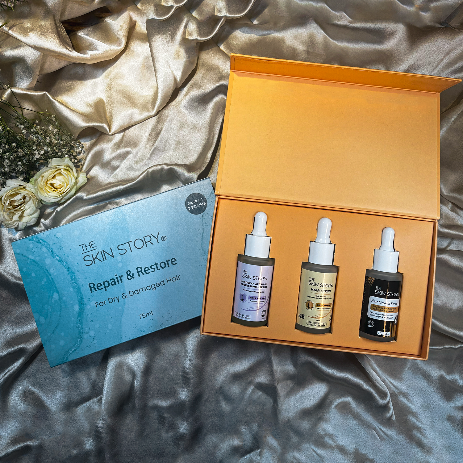 The Skin Story 3in1 Haircare Gift Set | Moroccan Oil Serum | Hair Growth Serum | Hair Serum- anti frizz