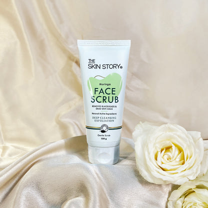 The Skin Story Glow Skincare Set | The Skin Story Moringa &amp; Shea Butter Facewash, 100ml | The Skin Story Moringa Face Scrub, 100g | The Skin Story Moringa Shower Gel, 190ml