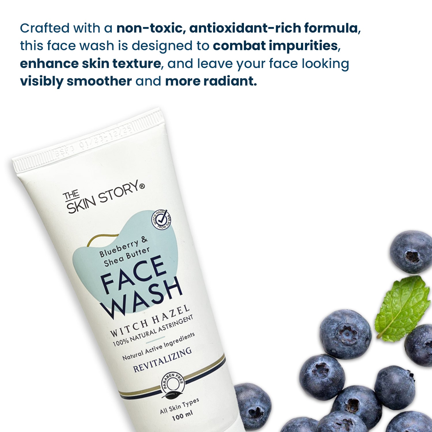 Deep Cleansing Facewash | Non-Drying &amp; Moisturizing | All Skin Types |  Witch Hazel, Blueberry, Shea Butter | 100ml