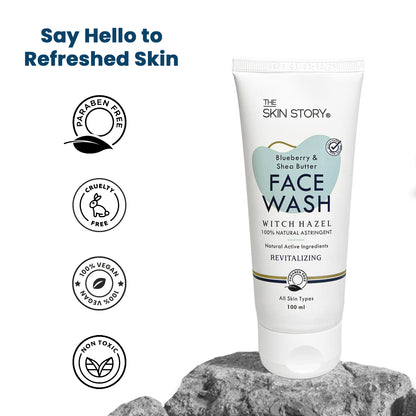 Deep Cleansing Facewash | Non-Drying &amp; Moisturizing | All Skin Types |  Witch Hazel, Blueberry, Shea Butter | 100ml