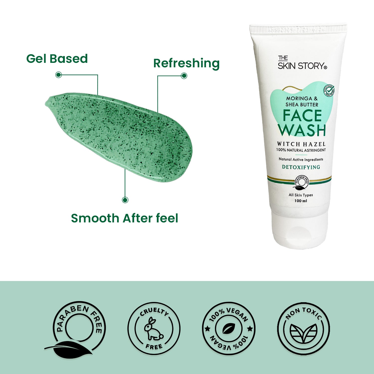 Pore Cleansing Facewash | Non-Drying &amp; Moisturising | All Skin Types | Moringa &amp; Shea Butter | 100ml