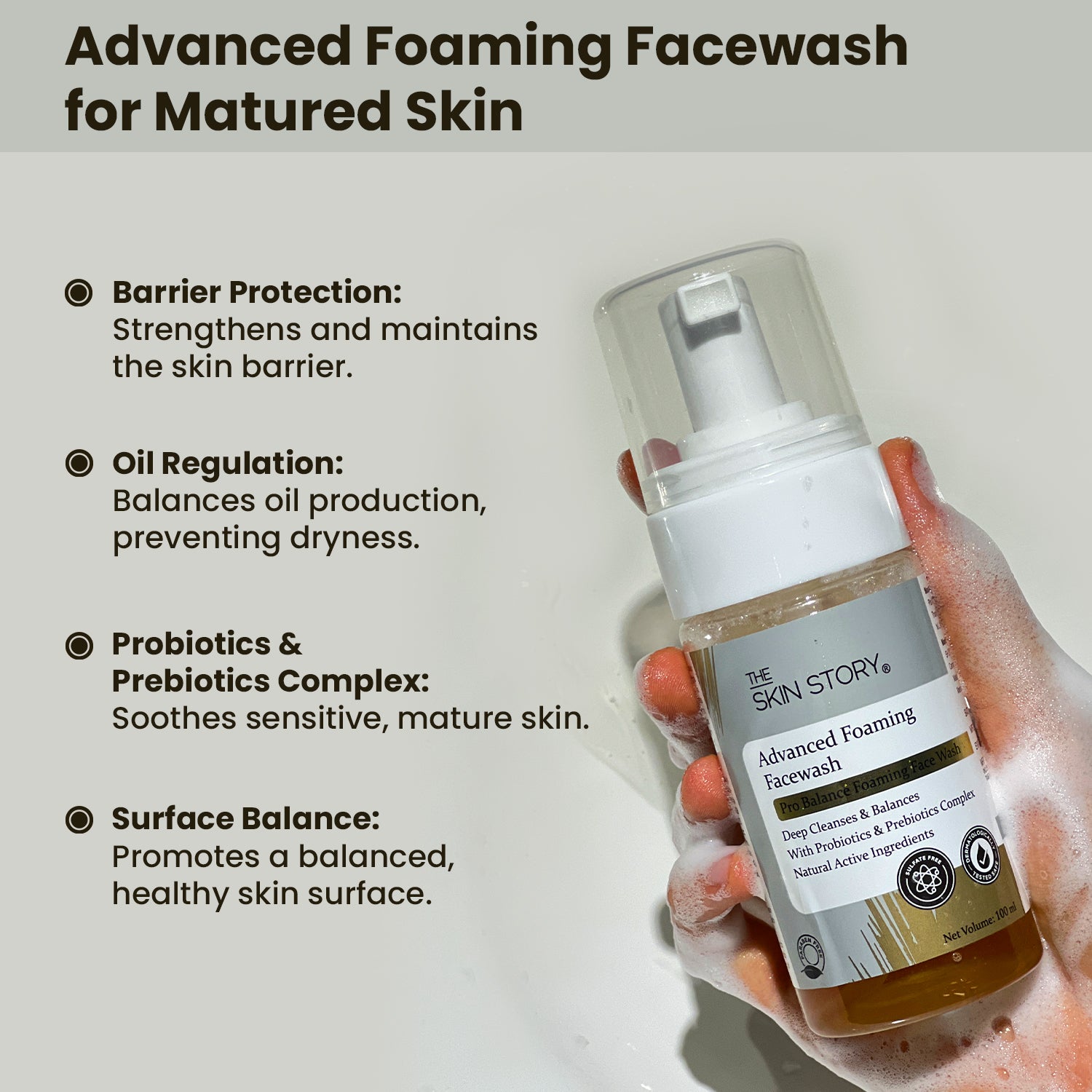 Deep Cleansing Foaming Facewash | Hydrating & Repairs Skin Texture | For All Skin Types | Ecoskin & Allantoin | 100ml