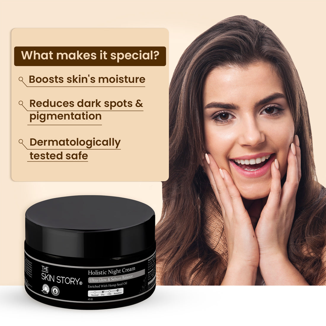 Holistic Night Cream | Ultra Glow & Sebum Control | Hemp Seed Oil | 45g