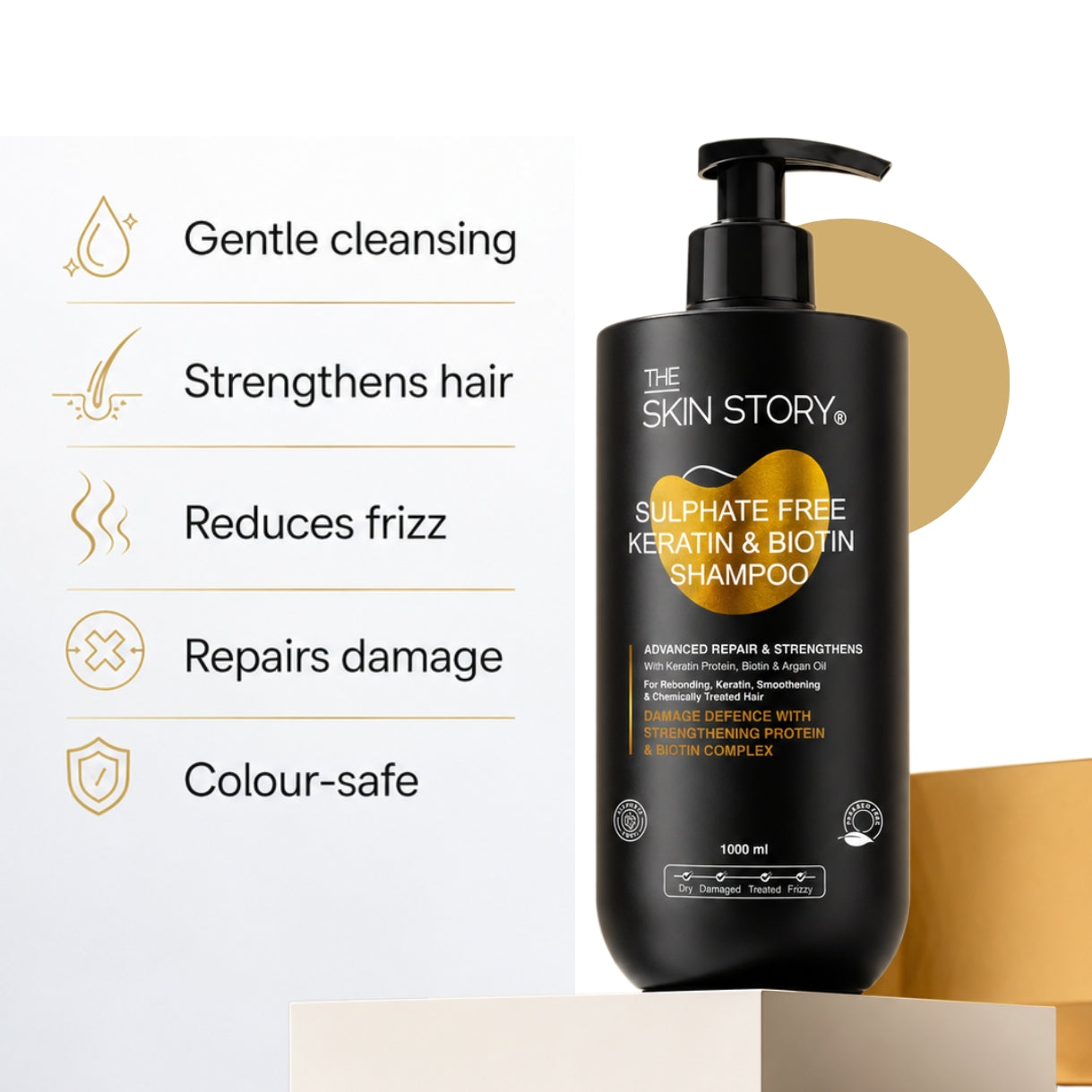 Sulphate Free Keratin &amp; Biotin Shampoo Repairs Damaged Hair 1 Litre