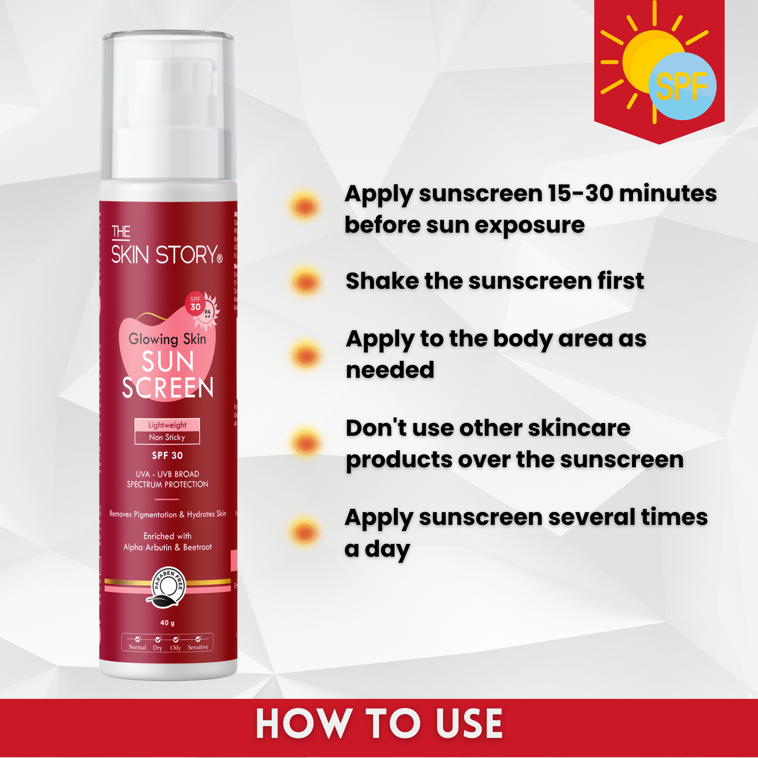 Glowing Skin Sunscreen SPF 30 PA++, Removes Pigmentation &amp; Hydrates Skin, 40g