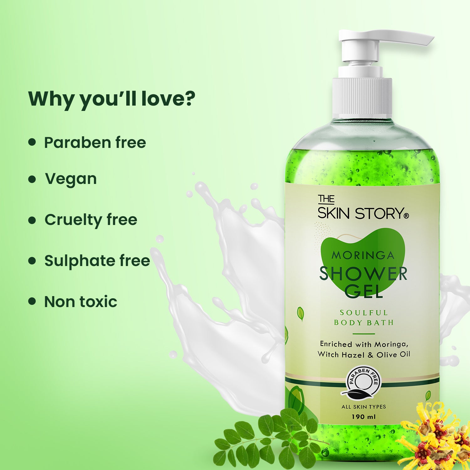 Reviving Shower Gel | All Skin Types | Soft Skin | Infused with Moringa &amp; Shea Butter | 190ml