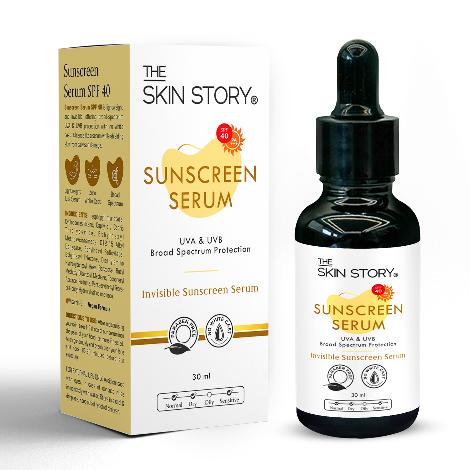 Sunscreen Serum SPF 40 PA+++ | Lightweight &amp; Non-Greasy | Vitamin E | 30ml