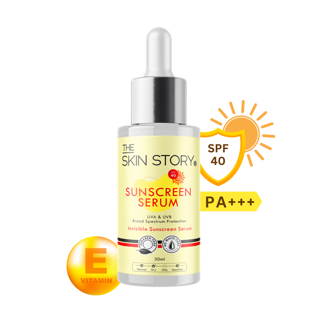 Sunscreen Serum SPF 40 PA+++ | Lightweight &amp; Non-Greasy | Vitamin E | 30ml