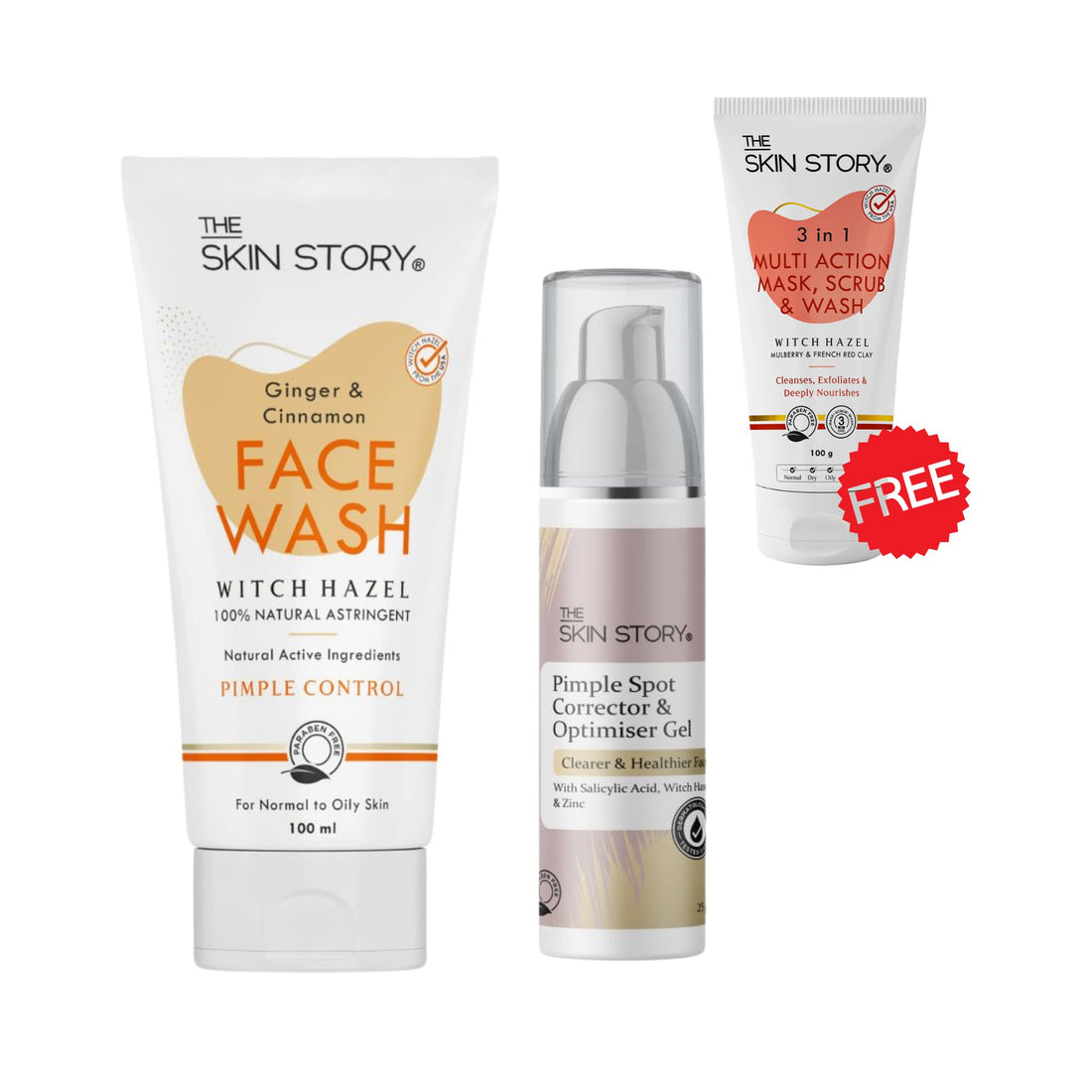 Ginger &amp; Cinnamon Facewash, 100ml &amp; Pimple Spot Corrector &amp; Optimiser Gel, 25g