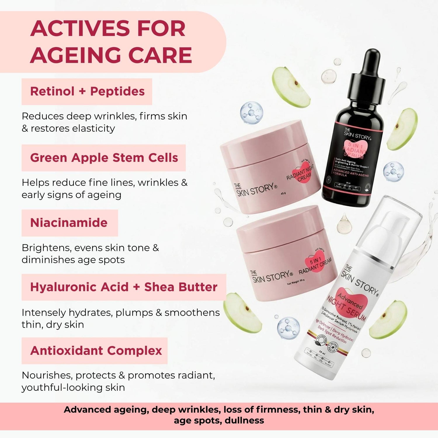 Ageing Advanced Ageing 4 Step - Night Cream+Serum+Cream+Night Repair Serum - The Skin Story - 