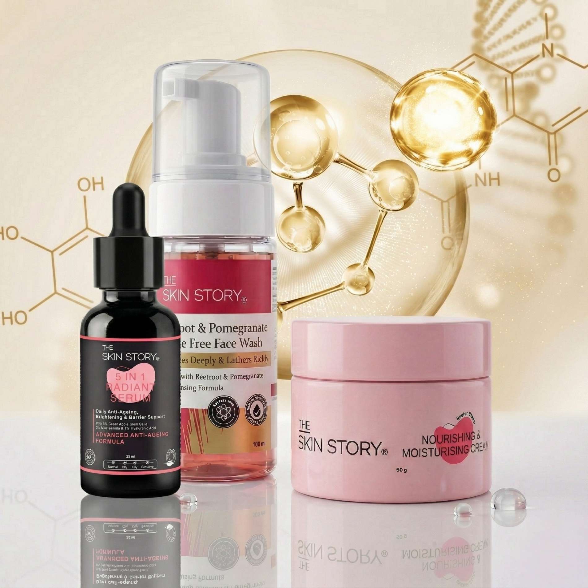 Ageing Early Onset 3 Step - Facewash+Moisturising Cream+Serum - The Skin Story - 