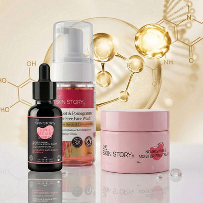 Ageing Early Onset 3 Step - Facewash+Moisturising Cream+Serum - The Skin Story - 