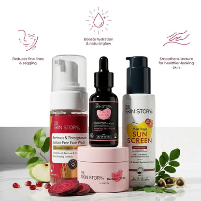 Ageing Early Onset 4 Step - Facewash +Cream+Serum+SPF50 - The Skin Story - 