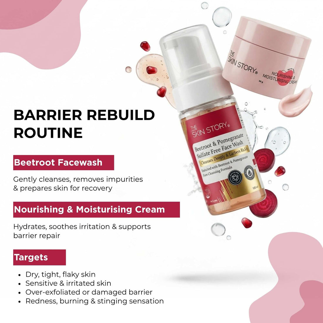 Barrier Rebuilt 2 Step - Facewash+Moisturising Cream - The Skin Story - 