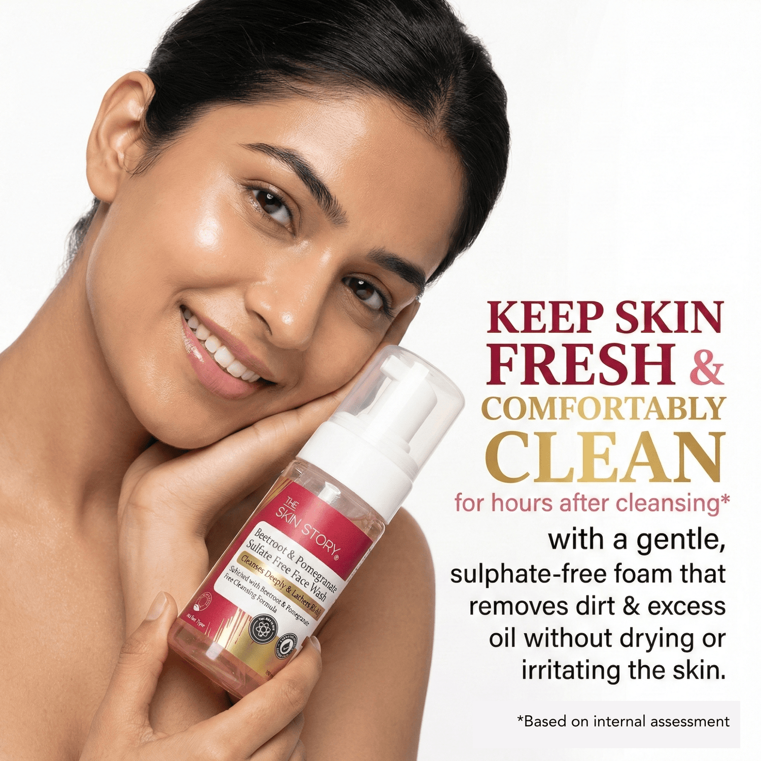 Beetroot &amp; Pomegranate Foaming Face Wash – Sensitive Skin Formula - The Skin Story - 
