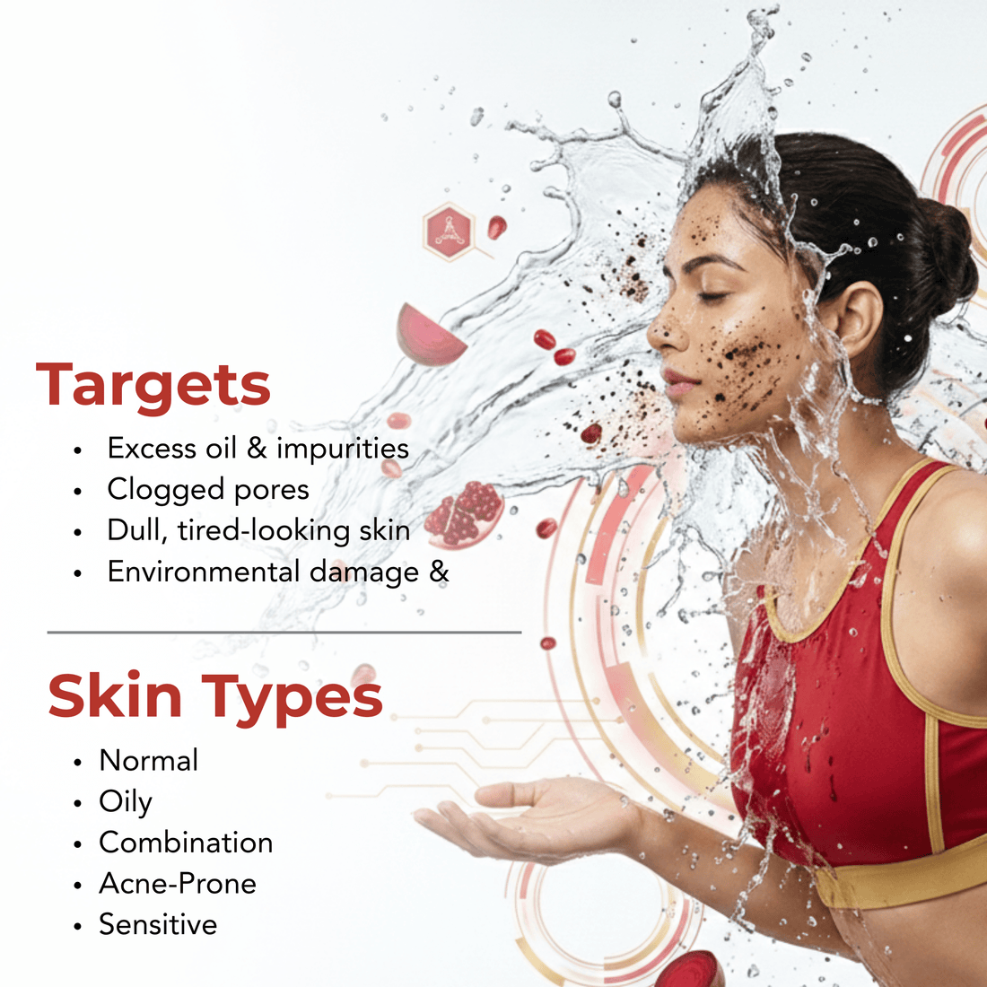 Beetroot &amp; Pomegranate Foaming Face Wash – Sensitive Skin Formula - The Skin Story - 