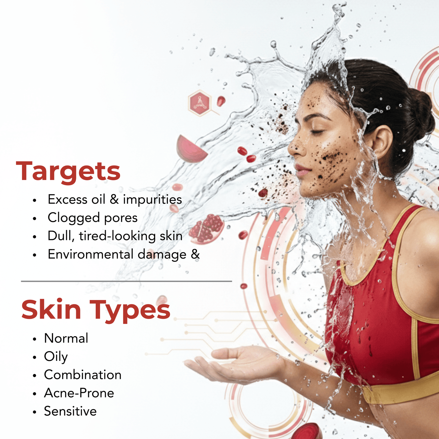 Beetroot &amp; Pomegranate Foaming Face Wash – Sensitive Skin Formula - The Skin Story - 